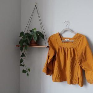Madewell Mustard Yellow Square Neck Top, XS